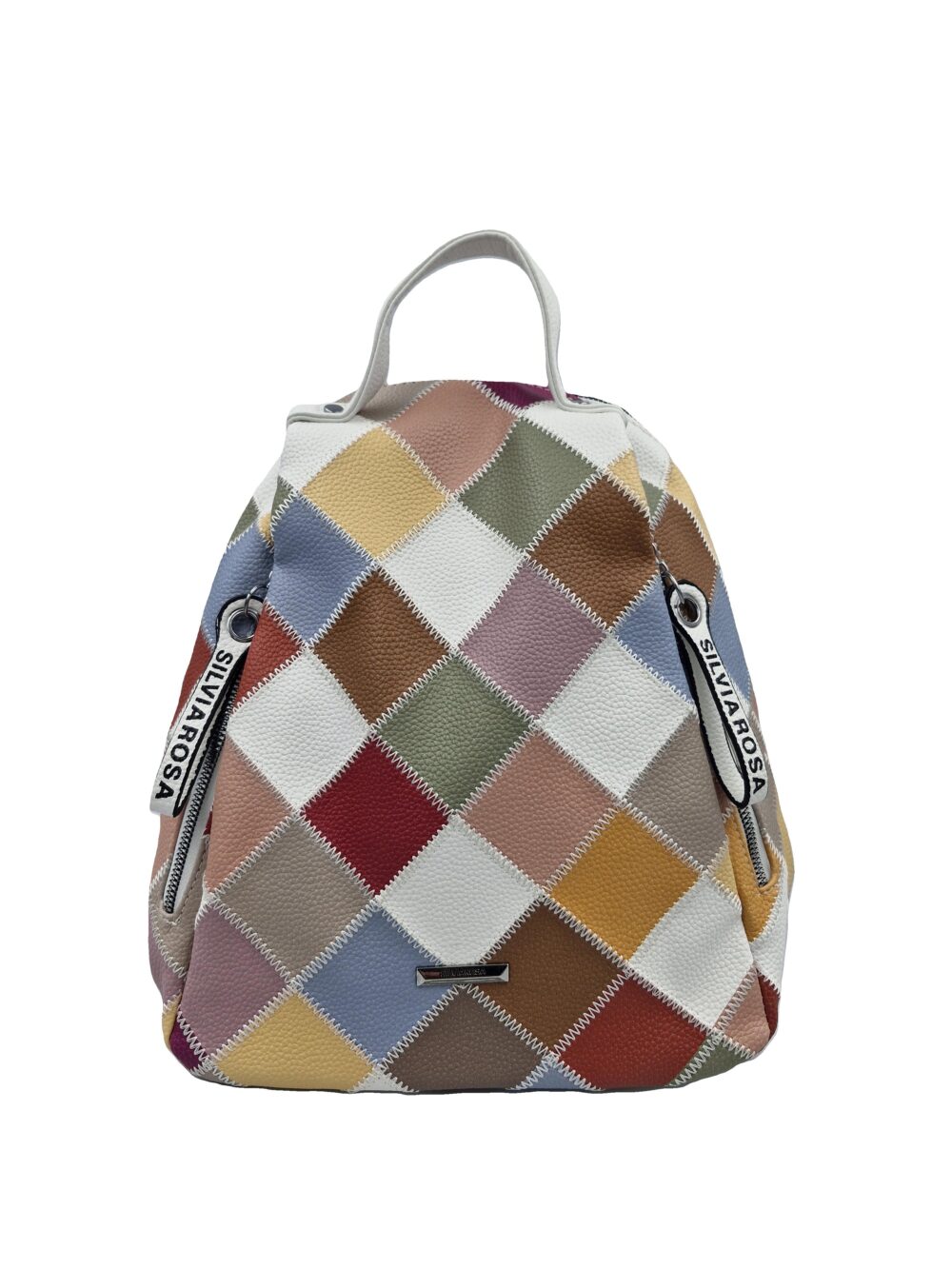 Plecak z patchwork multikolor biały